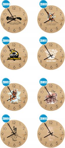 Bambusowy ZEGAR ścienny nadruk UV do biura AUTO SERWIS + nazwa firmy na Arena.pl