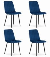 Krzesło tapicerowane LAVA granat aksamitne 4 szt. na czarnych nogach