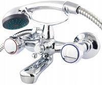 BATERIA WANNOWA PRYSZNICOWA ŚCIENNA WANNOWO PRYSZNICOWA KRAN ZESTAW CHROM