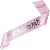 Najlepsza wychowawczyni  + imię - jsnoróżowa szarfa ze srebrnym nadrukiem