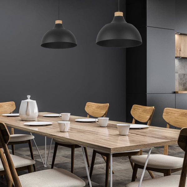 Rustykalna lampa wisząca Cap 2071 TK Lighting kopuła drewniana czarna zdjęcie 3