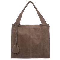 VERA PELLE torebka damska zamszowa shopper klasyczna na ramię V624 taupe