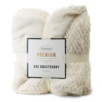 Koc Kayla 130X160 cm kremowy miękki wzór warkocz plecionka