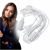 Sznur w oplocie kabel na żarówkę BIAŁY z oprawką E14 400 cm dekoracyjny