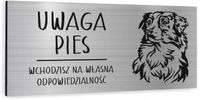 Tabliczka dibond uwaga pies Owczarek australijski 20x10 cm z NADRUKIEM UV