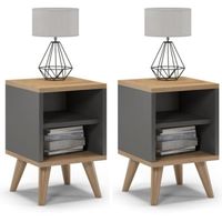 Szafki nocne, 2 sztuki, otwarte, SKAND, 30x30x45 cm, dąb | TYLETEGOTU