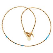 Naszyjnik urodzeniowy grudzień - turkus, złoty hematyt i srebro złocone