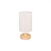 LAMPA BIURKOWA HILDA TKANINA DREWNO 60W BIALA IP20