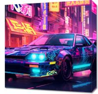 Obraz 50x50cm Nocny Rajd w Neo-Tokio