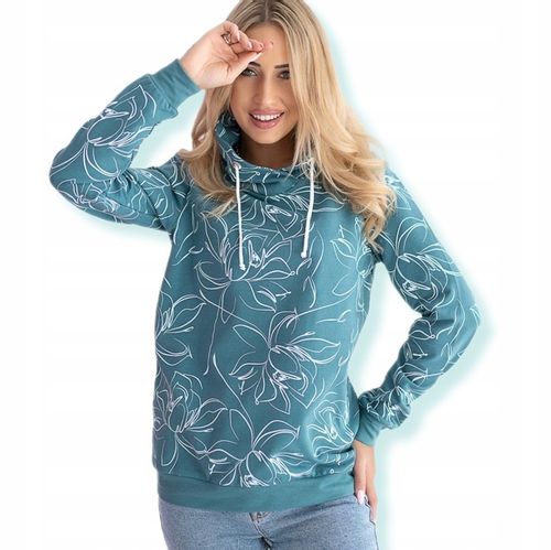 BLUZA DRESOWA DAMSKA BAWEŁNIANA Z KOMINEM W PRINT KWIATY KOLORY ROZMIARY na Arena.pl