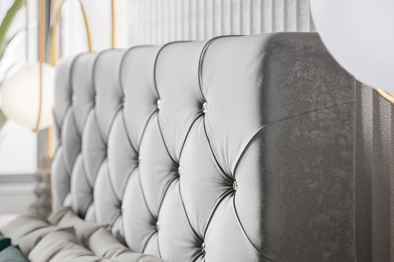 Łóżko tapicerowane LUX11 120x200 ze stelażem i pojemnikiem kryształki zdjęcie 8