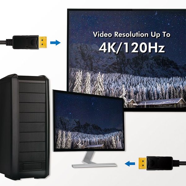 Kabel DisplayPort 1.4 8K 3m Czarny, DP-DP M/M TLY_109283 zdjęcie 6