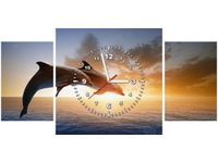 80X40CM ZEGAR DELFINY OBRAZ
