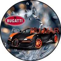 Opłatek na tort Urodziny 18 30 40 Bugatti Auto Samochód Logo Tekst Gratis