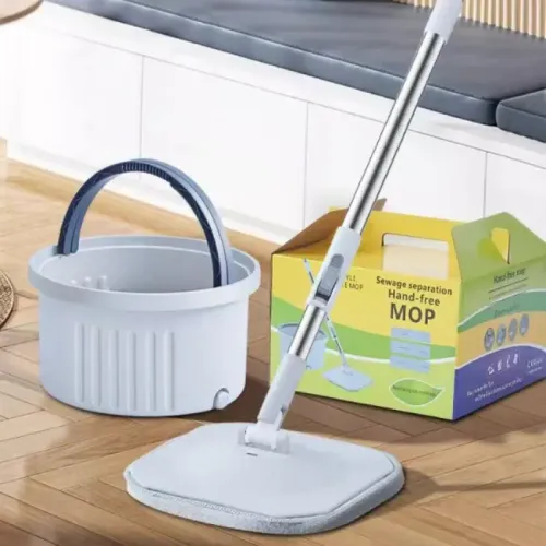 Mop kwadratowy z wiadrem rotacyjnym odpływ nakładka z mikrofibry na Arena.pl