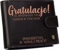Portfel męski skórzany GRAWER prezent gratulacje nowej pracy twój napis