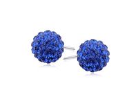 KOLCZYKI WKRĘTKI SZAFIROWE KULKI SWAROVSKI 8MM