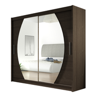 Szafa przesuwna Bega IV z lustrem 180cm - pojemna garderoba - CHOCO