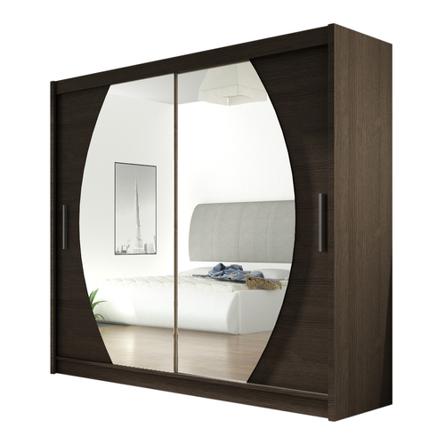 Szafa przesuwna Bega IV z lustrem 180cm - pojemna garderoba - CHOCO na Arena.pl