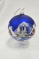 Matowa Niebieska Bombka na Boże Narodzenie na Stojaku 100