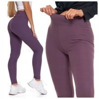 LEGGINSY DAMSKIE PRĄŻKOWANE WYSOKI STAN MORAJ KLASYCZNE MODNE FIOLET