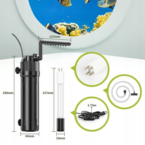 5W1 FILTR WEWNĘTRZNY Z LAMPĄ UV BIOLOGICZNY DO AKWARIUM DO 100-300L 800L/H na Arena.pl