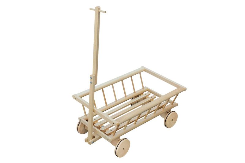 Duży, drewniany wózek drabiniasty - gumowane koła zdjęcie 1