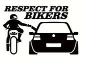 Naklejka Wlepa na samochód Respekt dla Motocyklistów Czarna naklejka Symbol