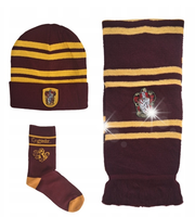 HARRY POTTER KOMPLET 3-CZĘŚCIOWY GRYFFINDOR CZAPKA SZALIK SKARPETKI HOGWART