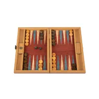 Ekskluzywny Backgammon Manopoulos – Czerwony Korek i Drewno Oliwne – Mini