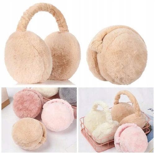 Nauszniki pluszowe futrzane futerko ciepłe na zimę damskie czarne na Arena.pl