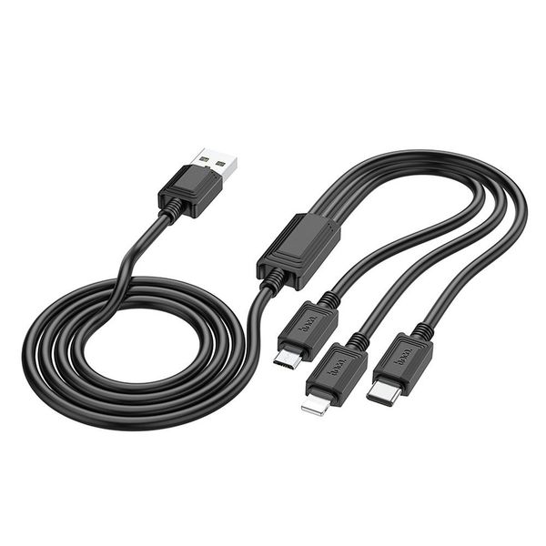 Kabel 3w1 USB A do Lightning / Micro USB / USB C Hoco 2A X74 1 m czarny zdjęcie 1