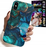 ETUI DO IPHONE XS MAX - NIEBIESKO ZIELONY MARMUREK PLECKI WZORY