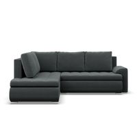 Narożnik z otomaną, lewy, BOSCO, velvet, 230x200x89 cm, szary | TYLETEGOTU