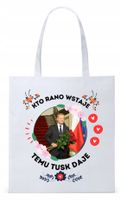 Donald Tusk Platforma Torba Eco Biała Shopper Z Nadrukiem Ze Zdjęciem