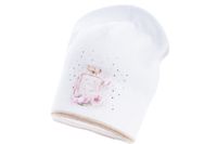 Jamiks Zula czapka dla dziewczynki dzianinowa róże biała 52-54