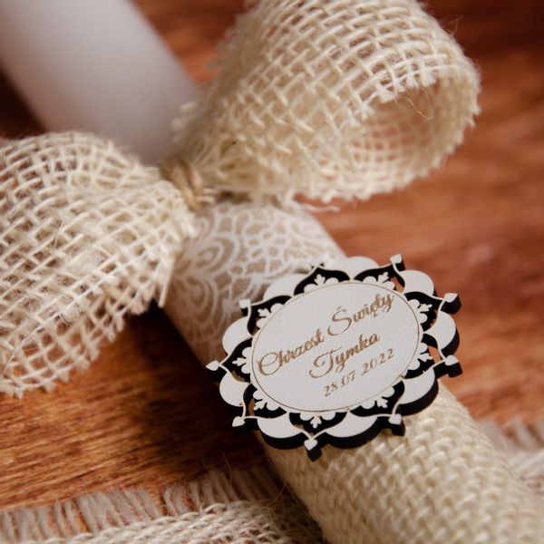 Świeca do Chrztu Świętego boho z personalizacją SC-14B zdjęcie 4