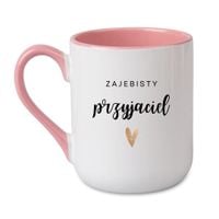 KUBEK "ZAJEBISTY PRZYJACIEL" Wzór - Elegant Coffee Różowy 330 ml