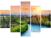 105CM 150CM ZEGAR 5 ELEM RZEKA CLUTHA NOWEJ ZELANDII DRUK OBRAZ