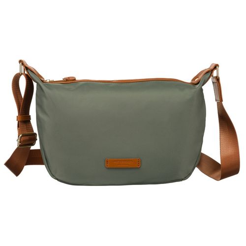 nylonowa listonoszka damska w zielono-brązowym kolorze z zewnętrzną na Arena.pl