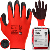 rękawice robocze mercator tech red+black latex - xl - 12 par