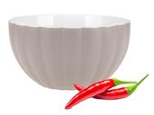 Miseczka salaterka porcelanowa 600 ml beżowa matowa ryflowany wzór paseczki