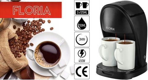 EKSPRES PRZELEWOWY DO KAWY CZARNY TURYSTYCZNY 450W KUBKI 2X125ML na Arena.pl