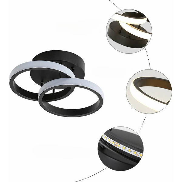 Lampa sufitowa 2 Ringi LED czarna zdjęcie 5