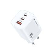 ładowarka sieciowa gan 65w 100-240v usb-a 2x usb-c biała