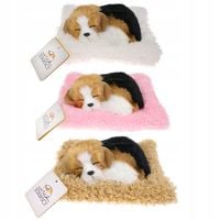 REALISTYCZNY ŚPIĄCY PIESEK NA PODUSZCE JAK ŻYWY figurka DŹWIĘK BEAGLE