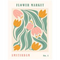 2 x Plakat 80x60 Kwiaty minimalizm nowoczesny miasta Amsterdam BOHO 12 WZOR