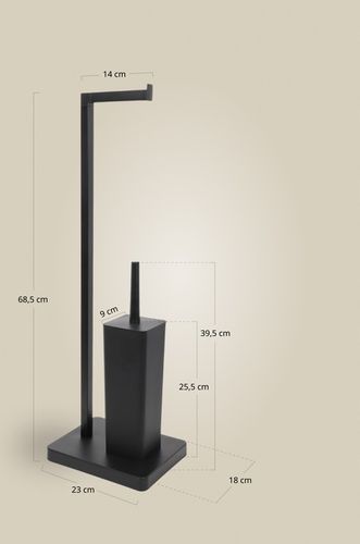 STOJAK NA PAPIER TOALETOWY CZARNY Z POJEMNIKIEM NA SZCZOTKĘ 2W1 na Arena.pl