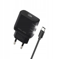 Ładowarka sieciowa Beline 1x USB-C 25W + kabel USB-C PD 3.0 GaN Czarny