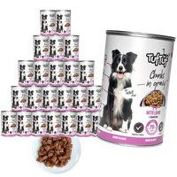 MOKRA KARMA DLA PSA TufTuf Puszka kawałki mięsne z jagnięciną 24x415g